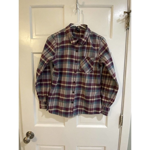PATAGONIA Plaid Heywood Flannel Button Down Shirt Purple 4 - Picture 3 of 7
